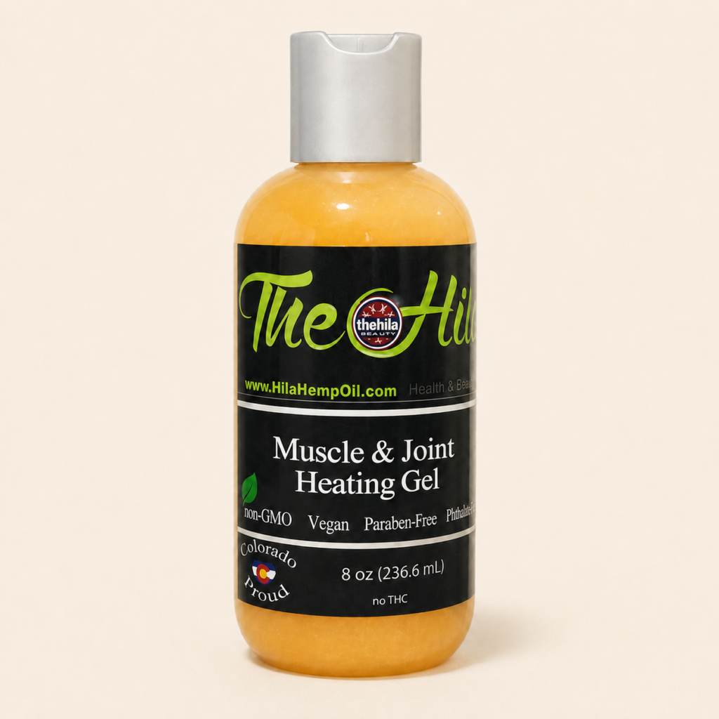 Muscle and Joint Heating Gel in 8 oz amber squeeze bottle